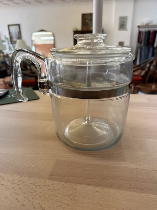Vintage Pyrex Glass Coffee Percolator Model 7759 with Lid and Handle