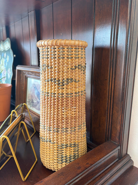 Tall Handwoven Wicker Vase – Nantucket Style Basketry Flower Holder