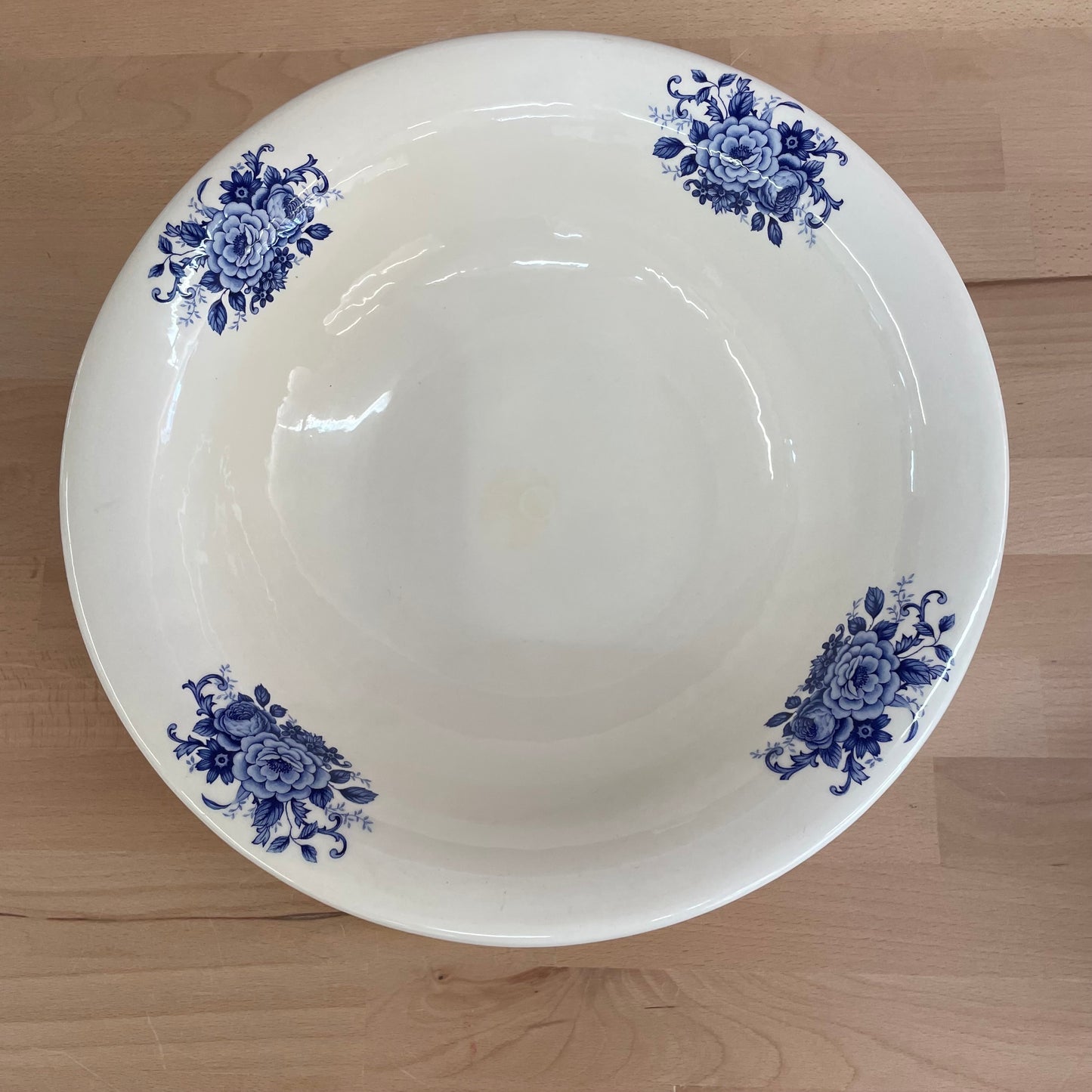 Vintage Blue & White Floral Ceramic Wash Basin and Pitcher Set