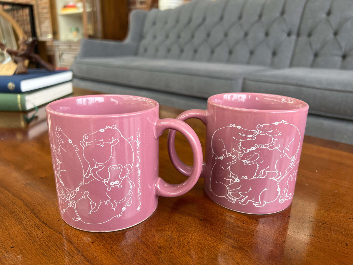 Taylor & Ng "Naughty Hippo" Mug Set, Pair — Pink, 1979, San Francisco Pop Kitchenware – photo 8 of 8