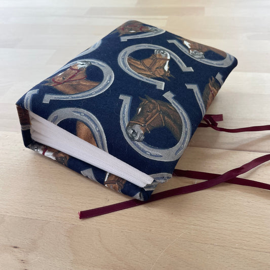 Vintage Horse Cloth Fabric Photo Album with Horseshoe Print, Unused