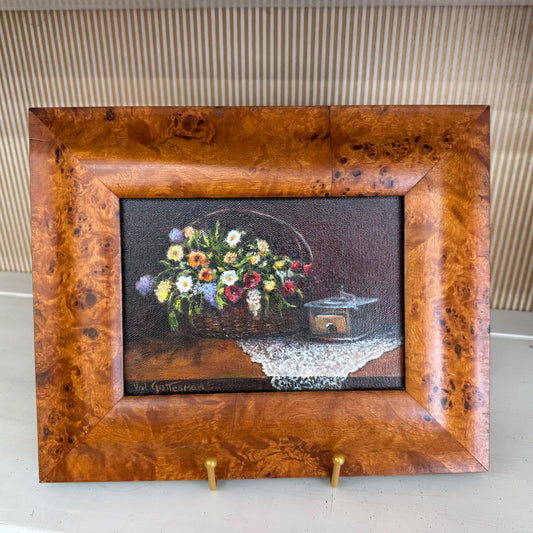 Val Gottesman Oil Painting – Framed Floral Still Life in Basket, Signed Original