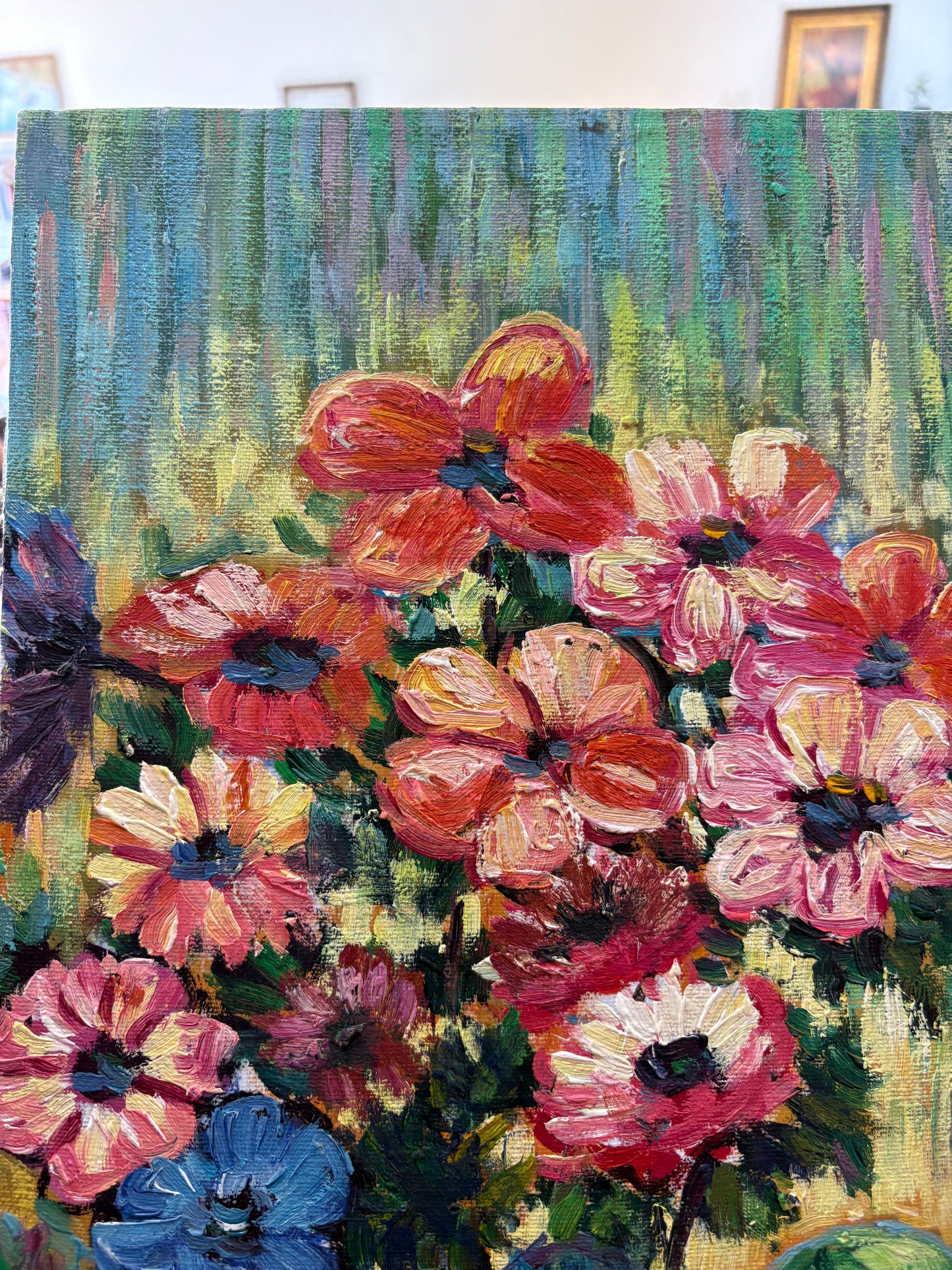 Vibrant Floral & Fruit Still-Life Oil on Canvas – Signed “Calder,” Post-Impressionist