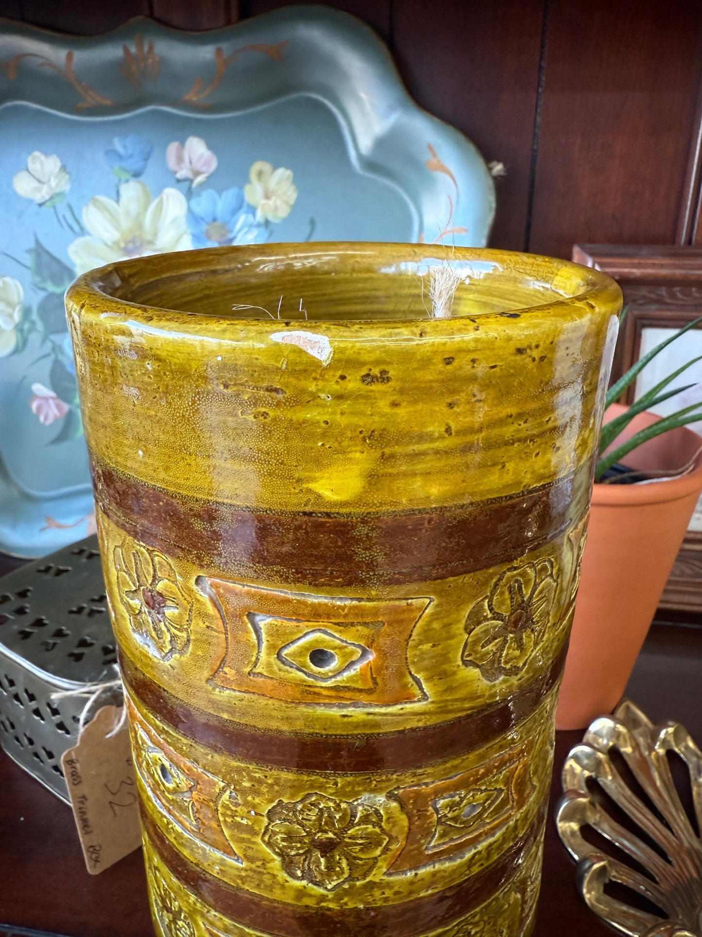 Bitossi Green Art Pottery Vase by Aldo Londi for Rosenthal Netter, Signed Italy