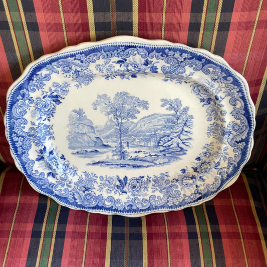 Antique Copeland Spode Blue Transferware Serving Platter – England