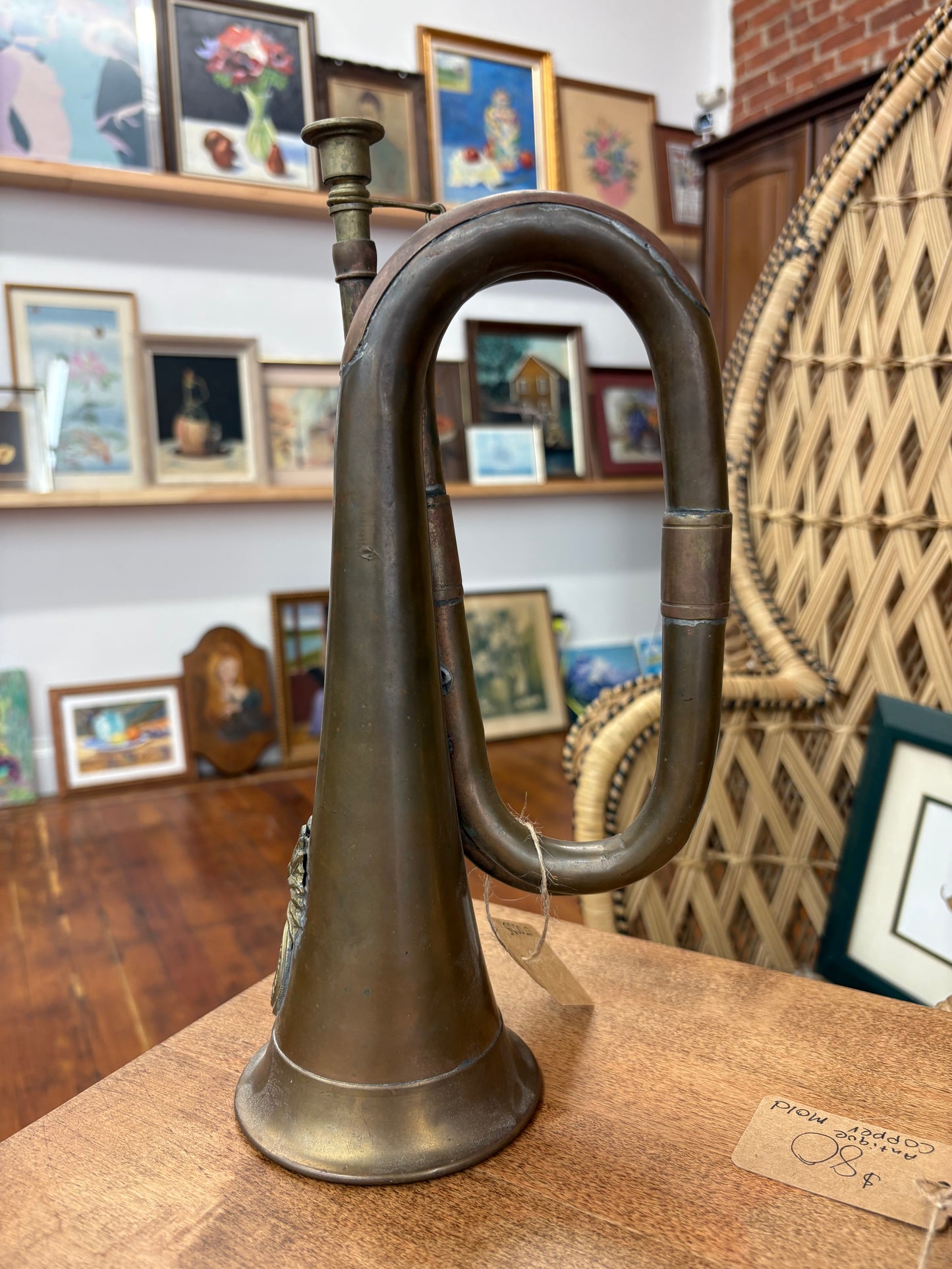 WWI Antique Royal Welsh Fusiliers Bugle – Copper & Brass “23” Regimental Horn, 12″