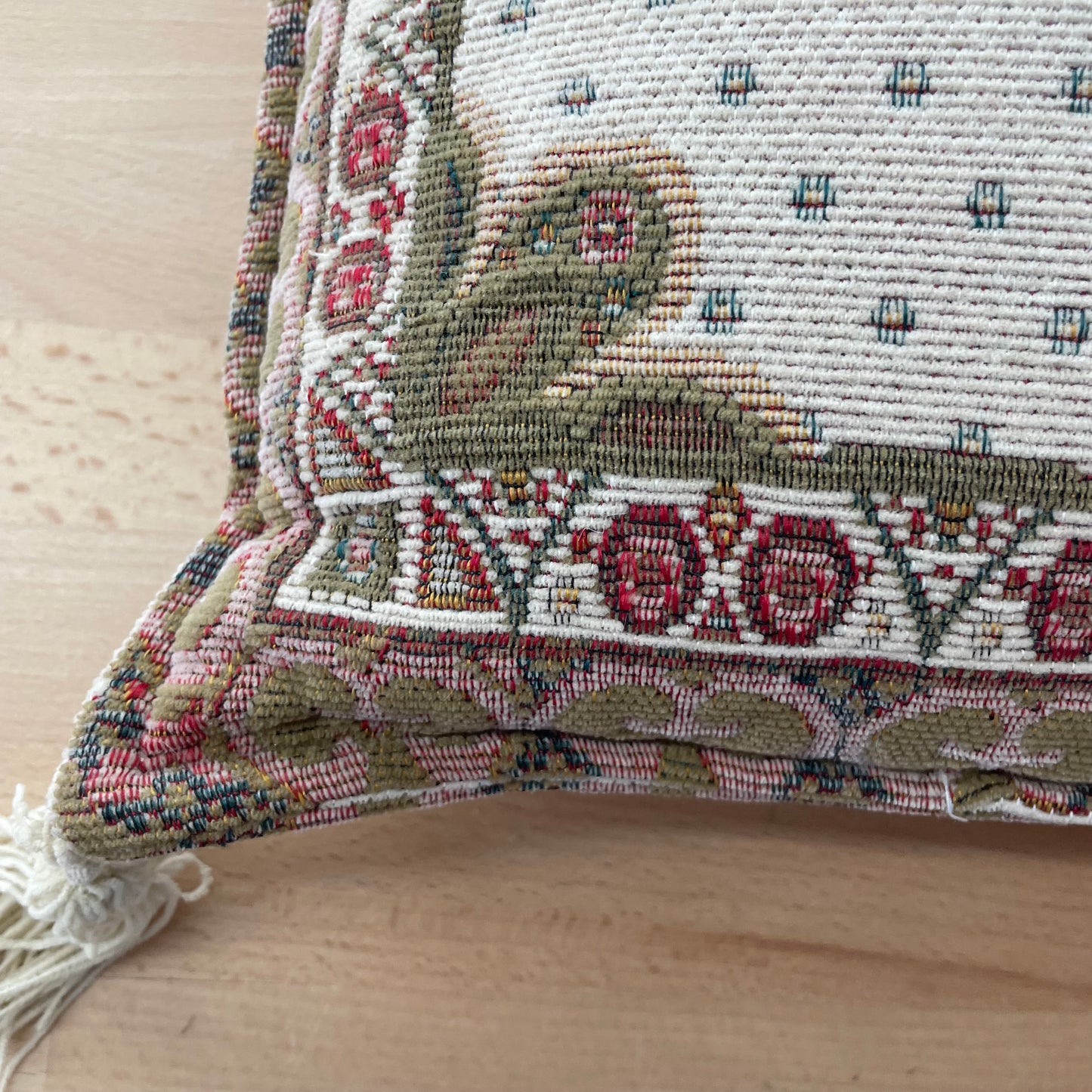 Vintage Tapestry Elephant Pillow with Tassels – Decorative Bohemian Throw Cushion 16” x 16” x 4”