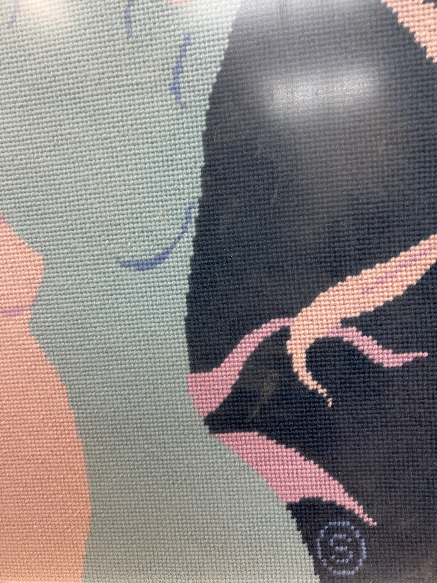 1970s MCM Nude Needlepoint Art – Framed Hand-Stitched Textile