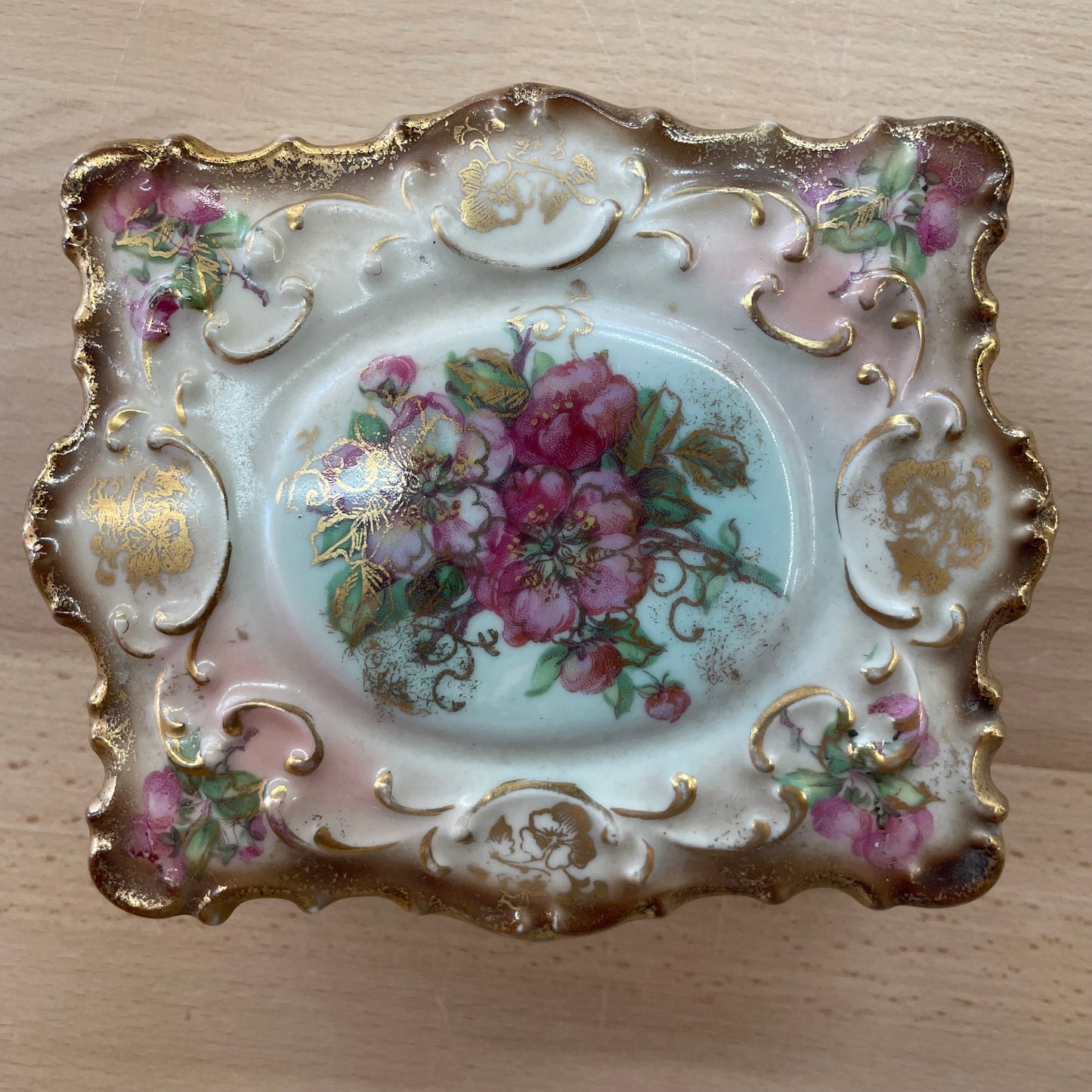Lecot China Hand-Painted Floral Trinket Box with Gilded Detail