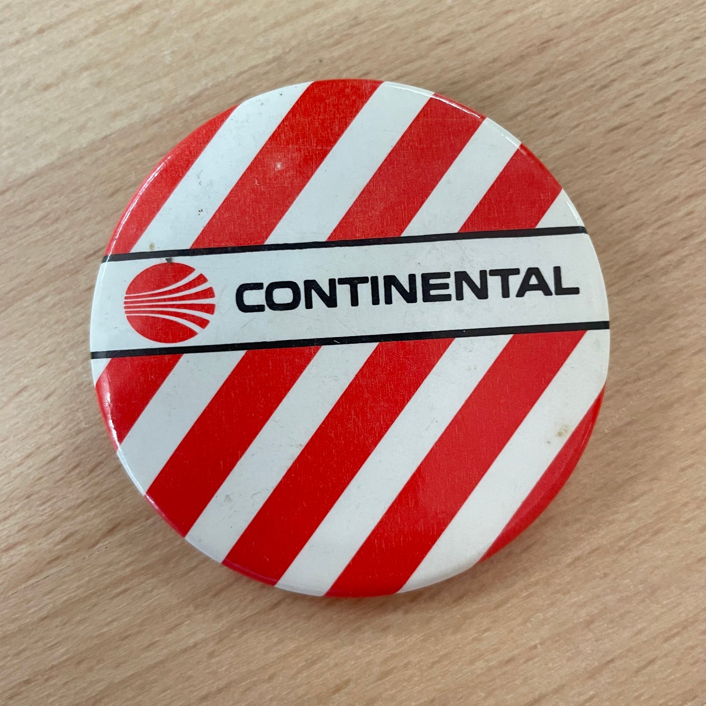 Vintage Continental Airlines Red & White Striped Logo Pinback Button – 2.25”