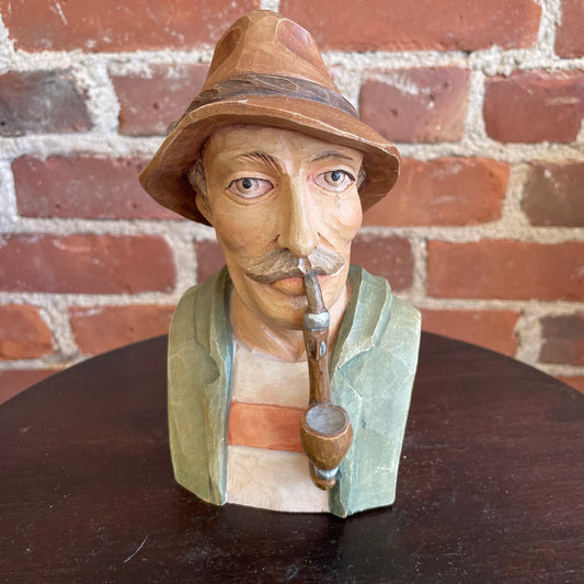 1970 Hand-Carved Bavarian Wood Bust – Garmisch-Partenkirchen, Germany