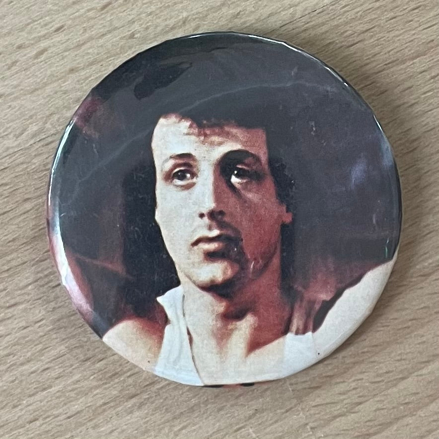 Vintage Sylvester Stallone "Rocky" Era Pinback Button – 2.25” Collectible Memorabilia