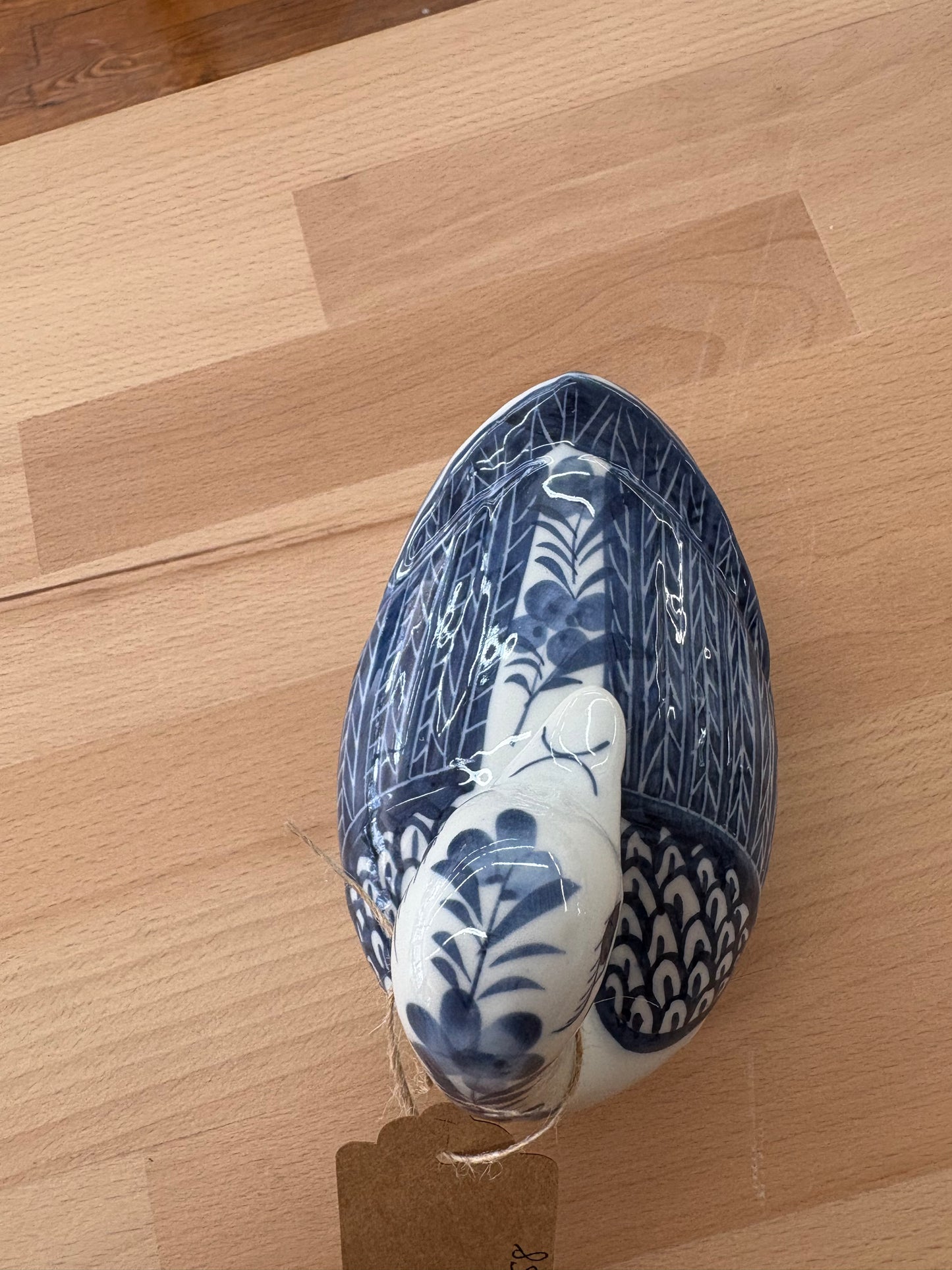 Ceramic Blue and White Duck Trinket Box with Lid – Vintage Decorative Dish