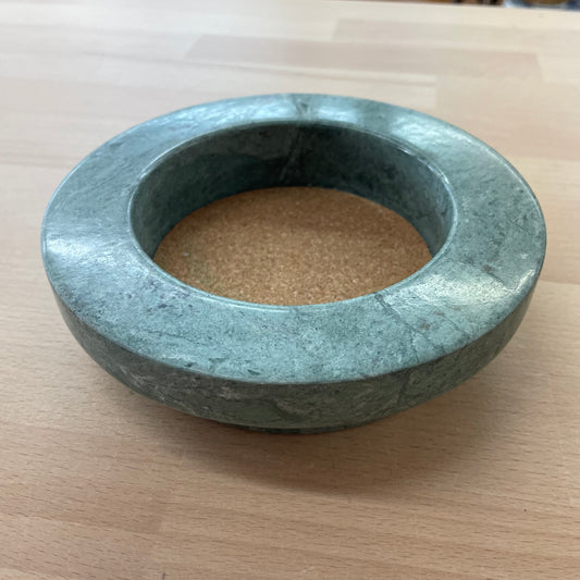 Green Marble Wine Bottle Coaster with Cork Insert and Felt Base