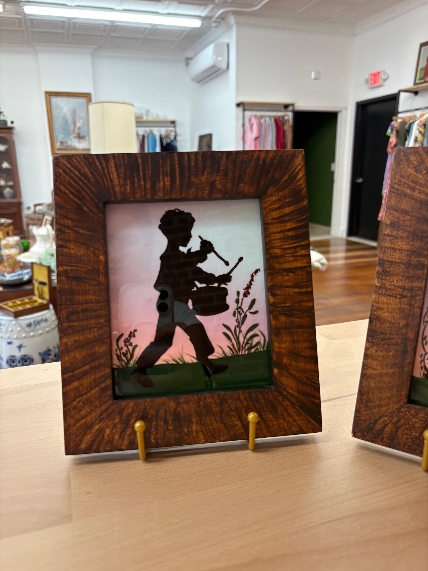 Framed Silhouettes by Carolyn Spears – Boy & Girl Set, Fairfield CT Folk Art