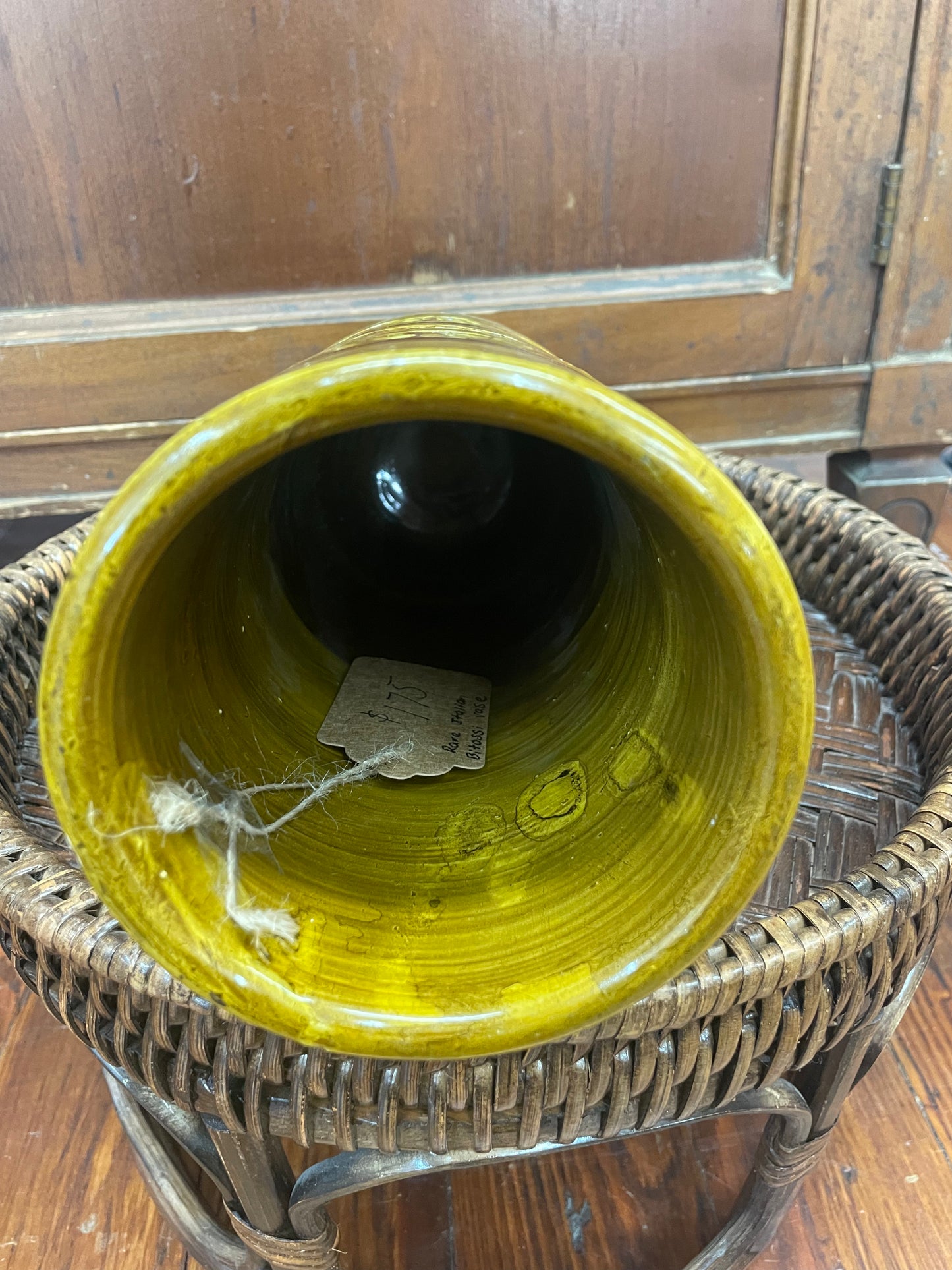 Bitossi Green Art Pottery Vase by Aldo Londi for Rosenthal Netter, Signed Italy