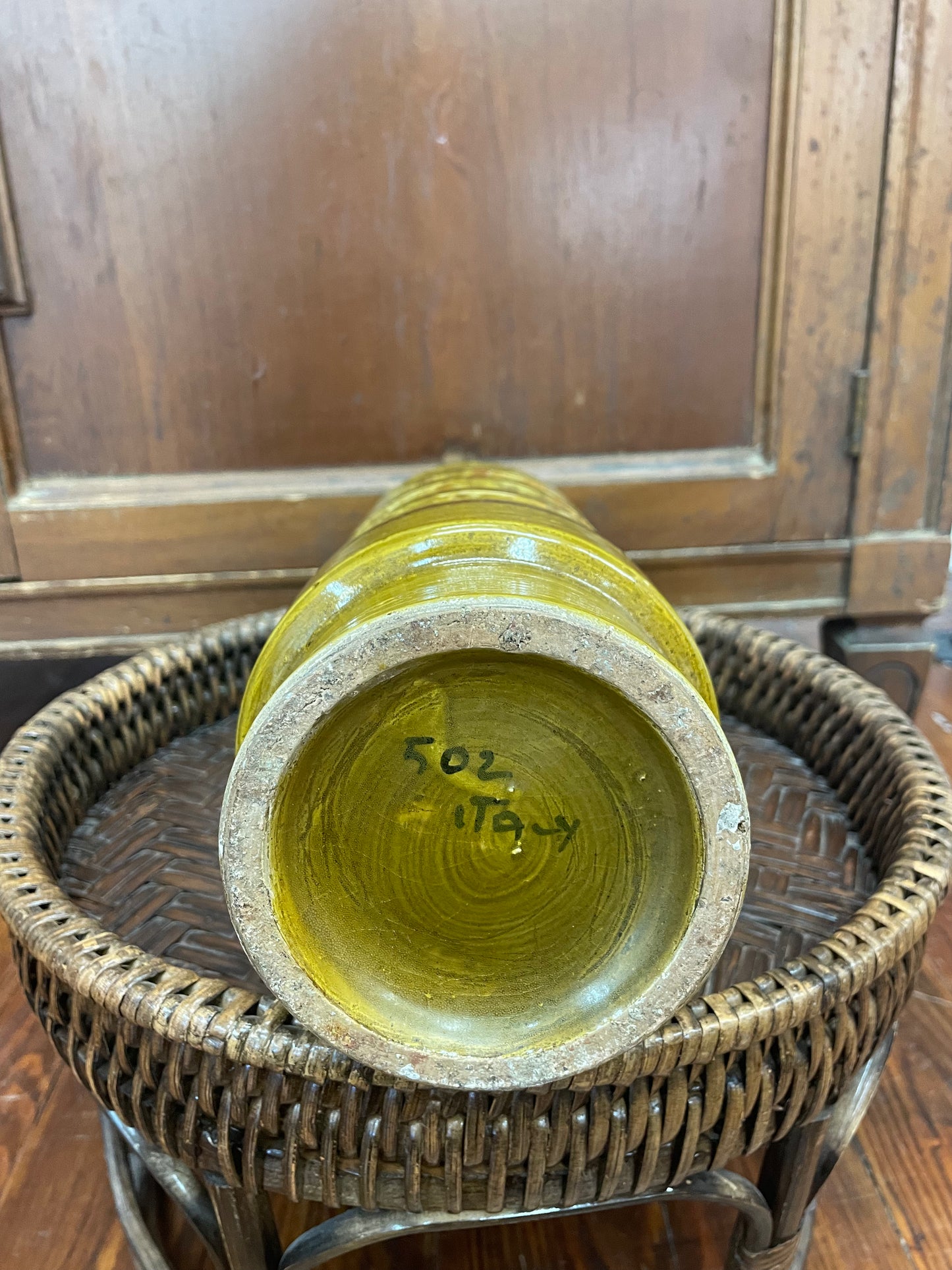 Bitossi Green Art Pottery Vase by Aldo Londi for Rosenthal Netter, Signed Italy