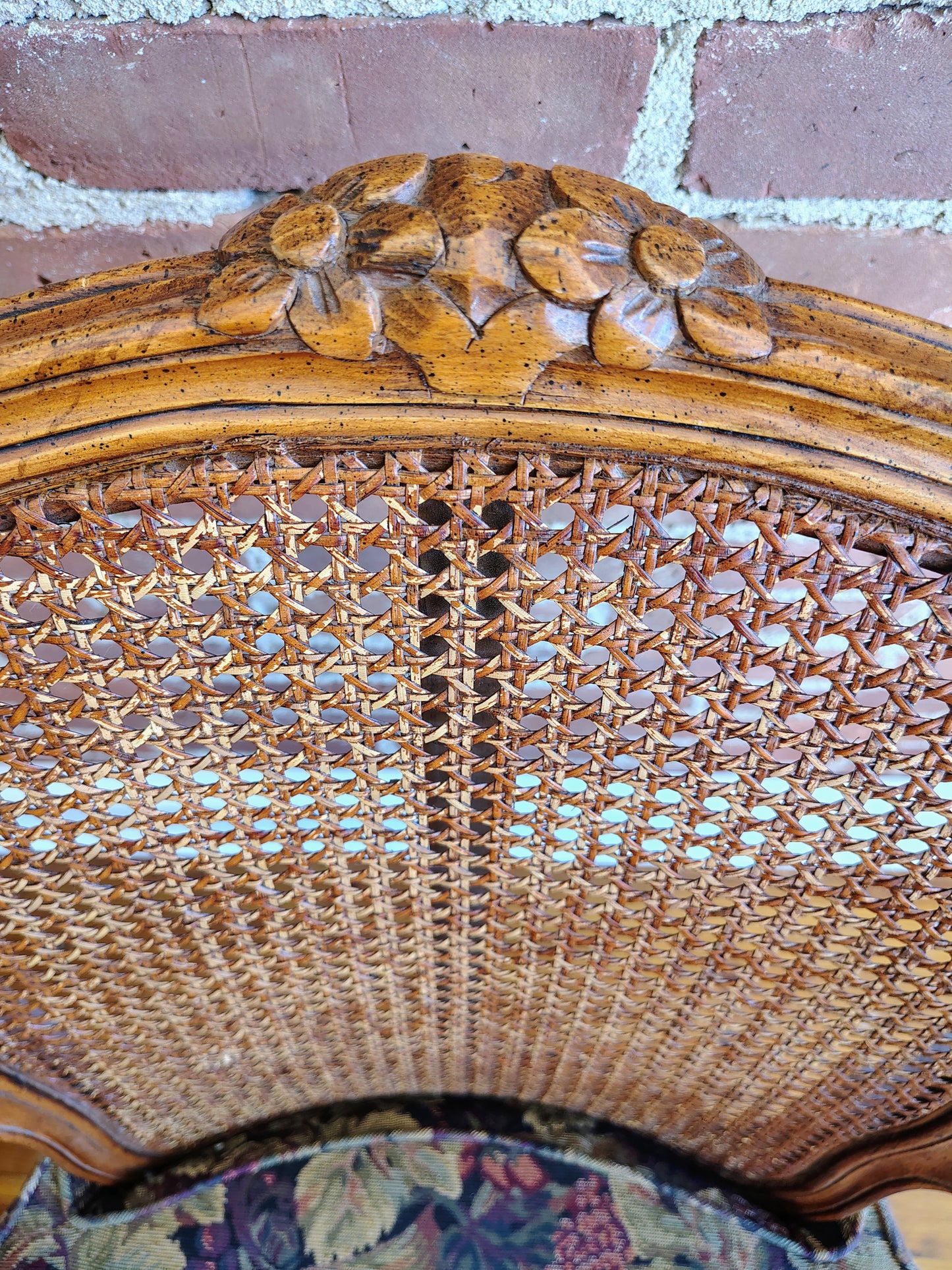 Pair of Vintage French Louis XV-Style Cane Back Fauteuil Armchairs