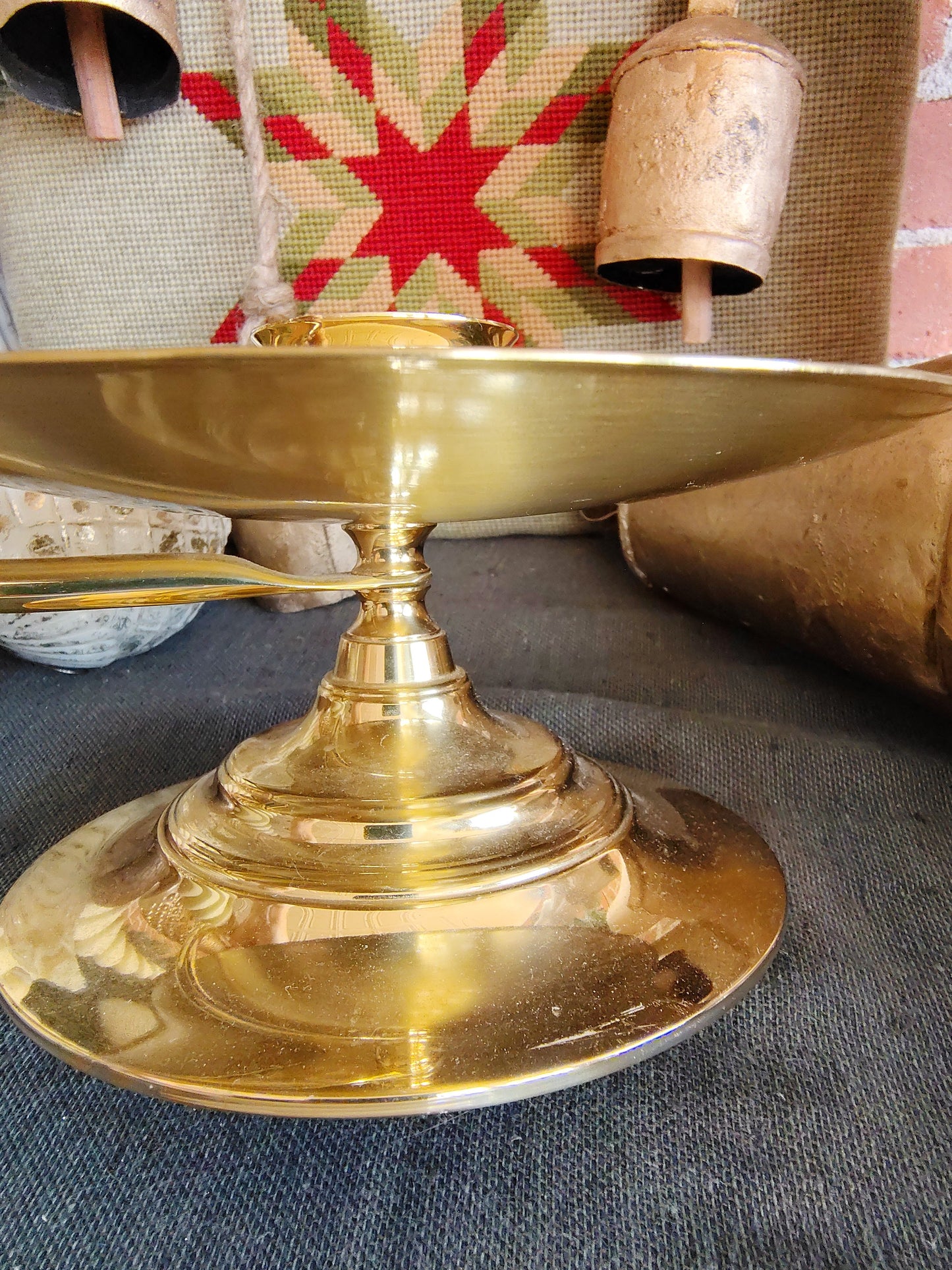Large Baldwin Solid Brass Candlestick with Swirl Handle Christmas