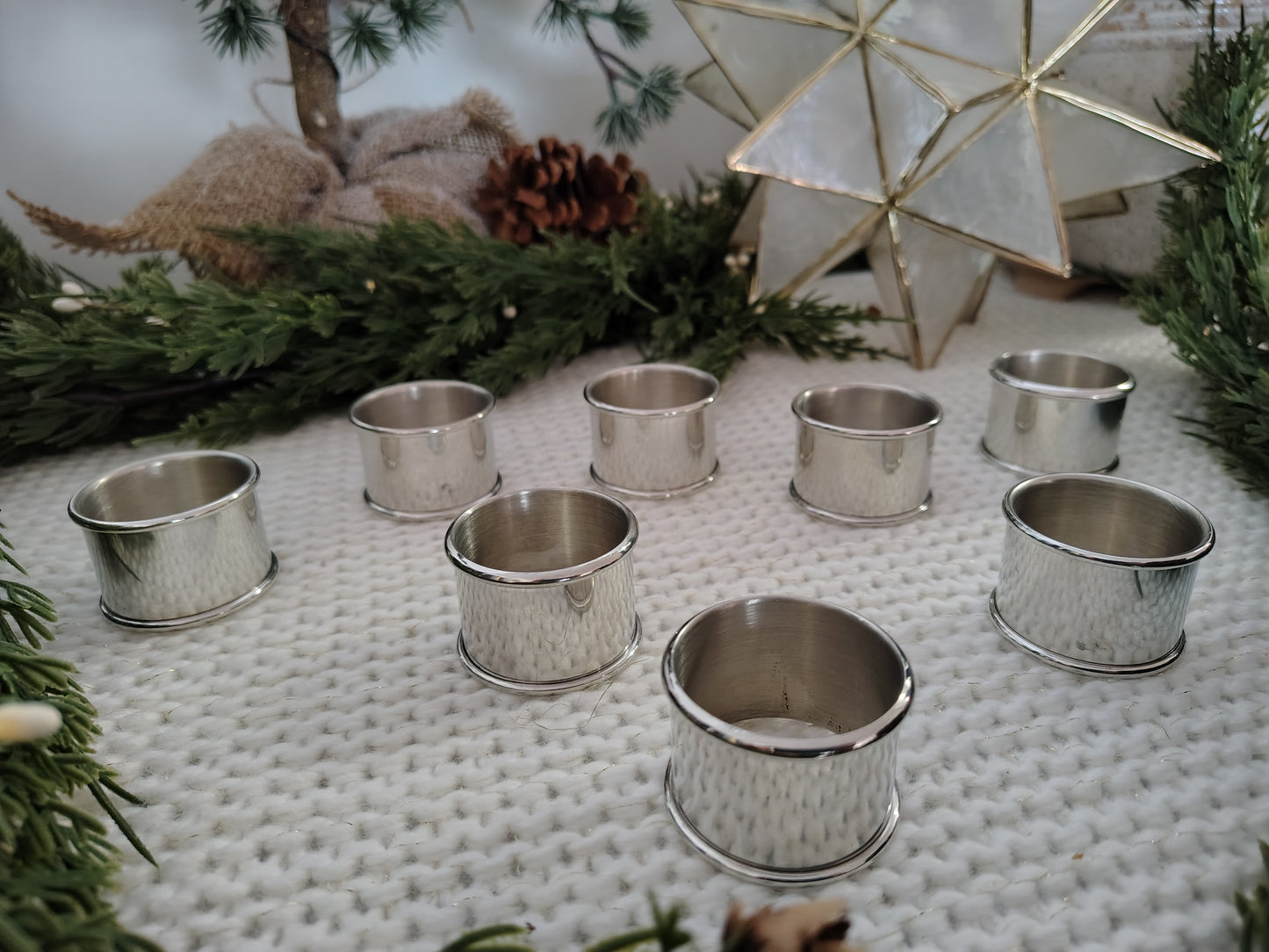 Lenox Silverplate Napkin Rings – Set of 8 in Original Box Christmas