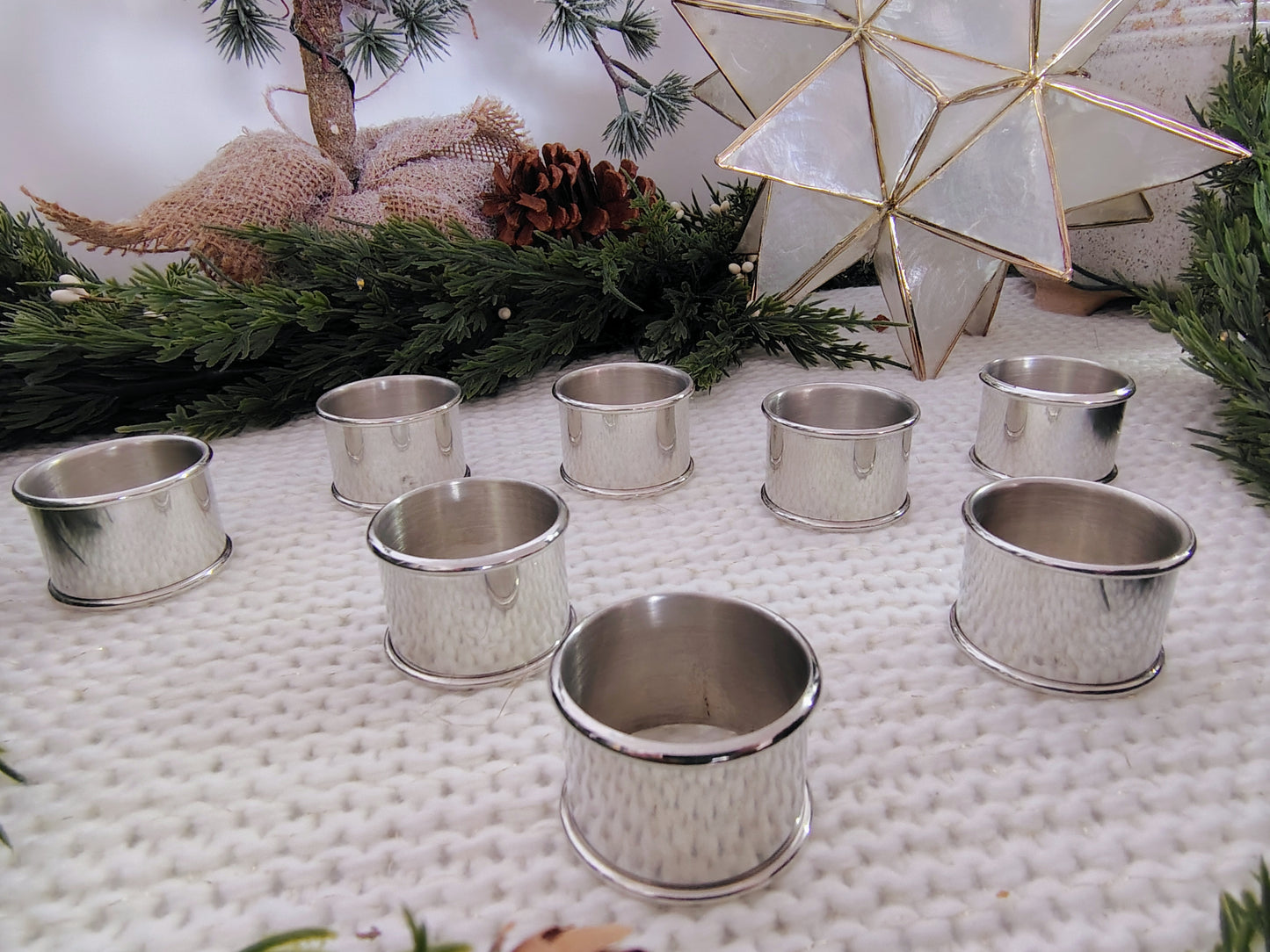 Lenox Silverplate Napkin Rings – Set of 8 in Original Box Christmas