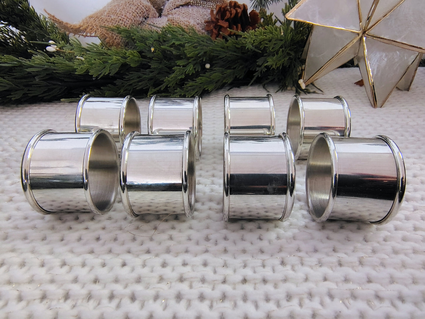 Lenox Silverplate Napkin Rings – Set of 8 in Original Box Christmas