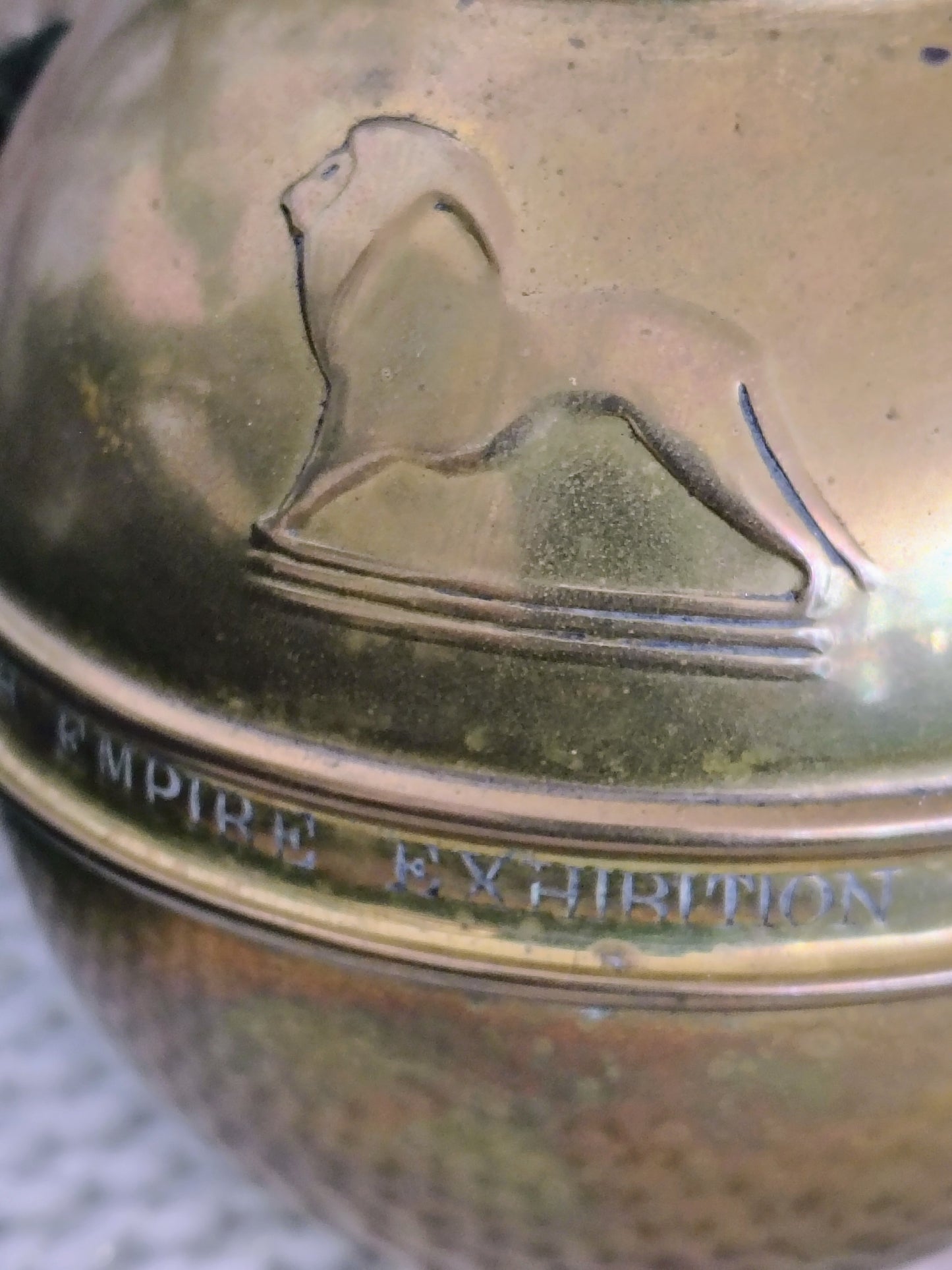 1924 Lipton Brass Tea Caddy – British Empire Exhibition Globe Tin, 5″ Tall Christmas