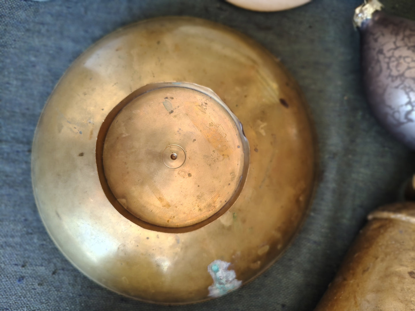 Italian Brass and Red Etched Christmas Decorative Bowl – Florentine Style