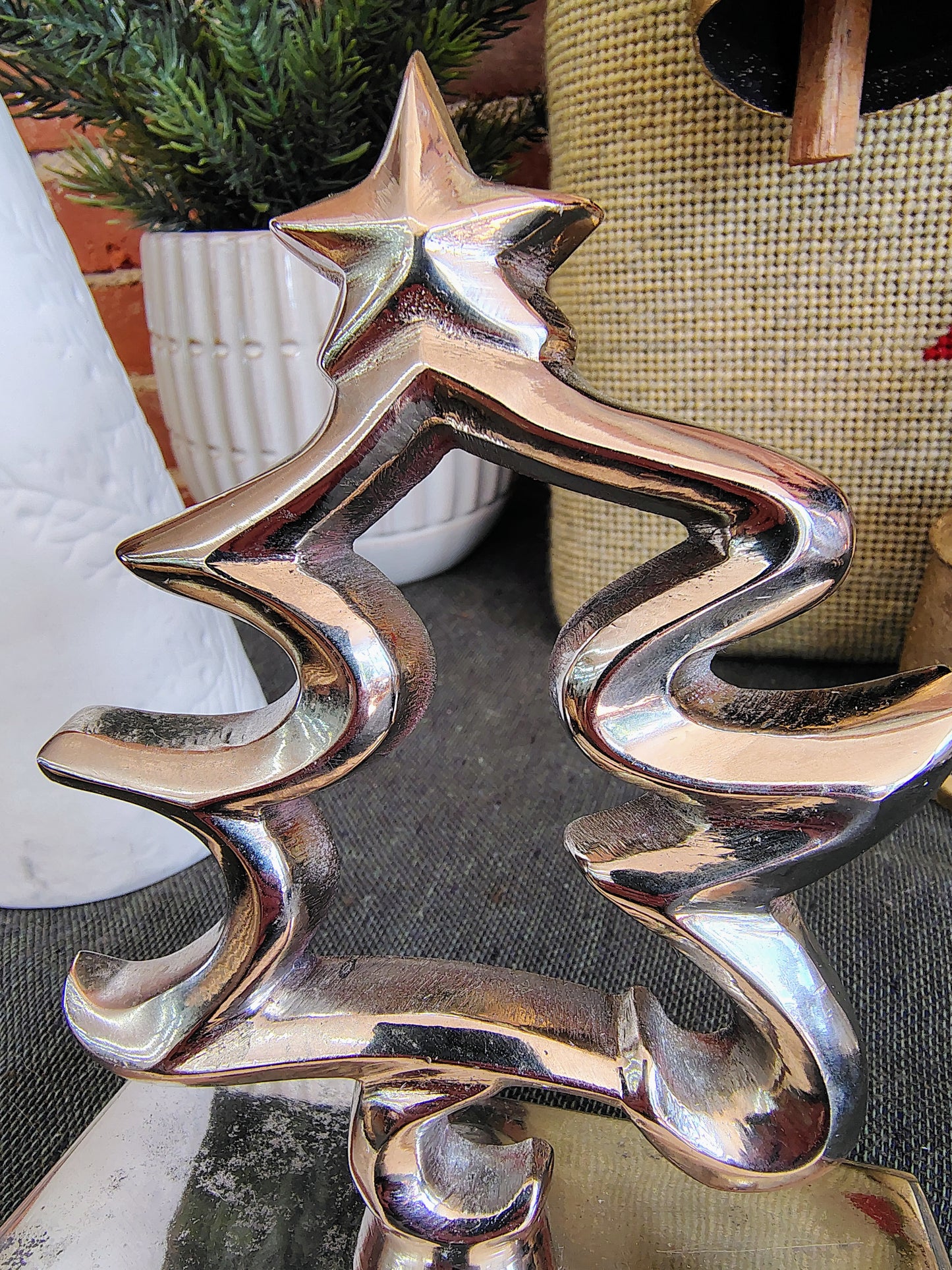 Pair of Silver Polished Christmas Tree Stocking Holders β Made in India