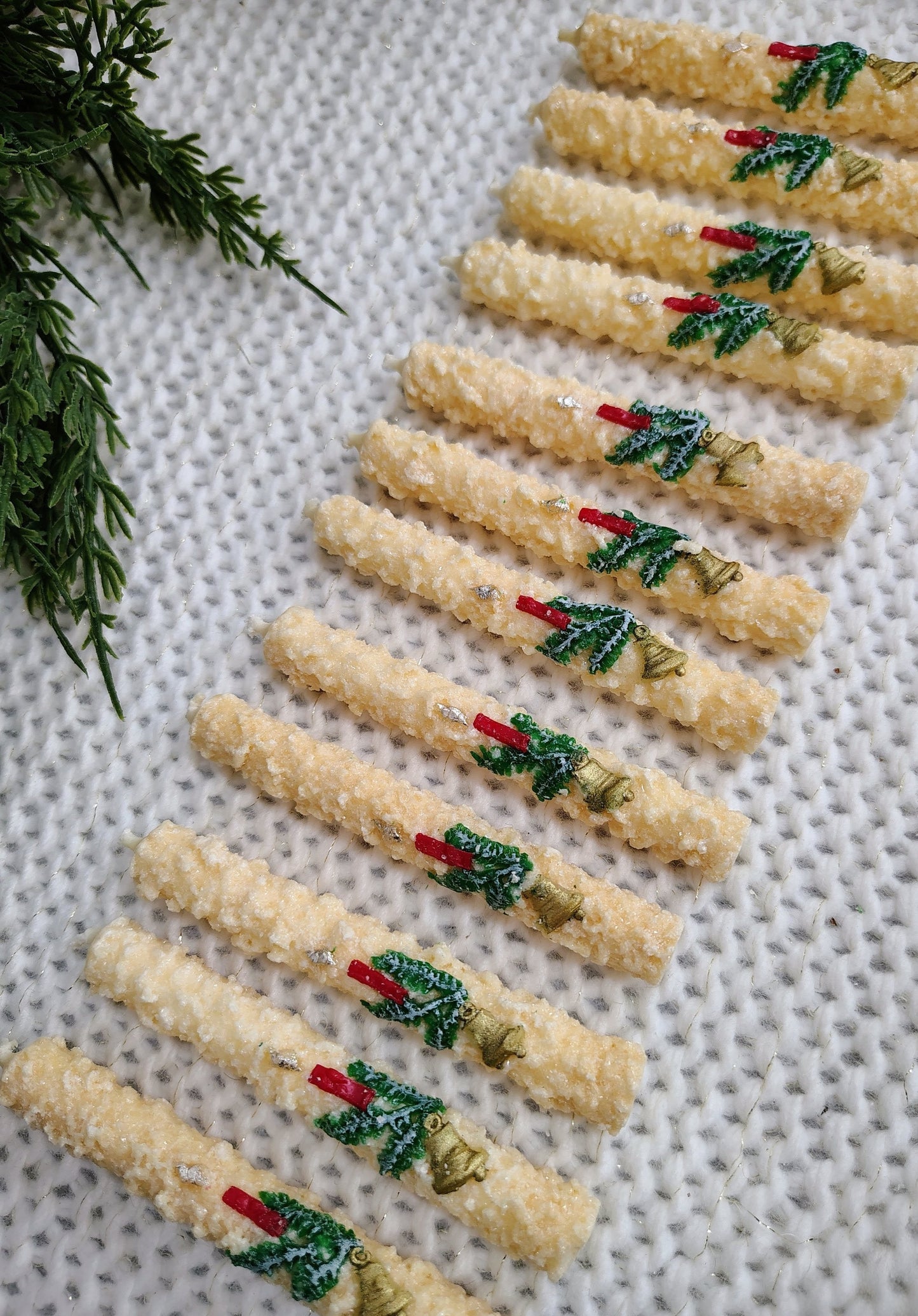 Vintage German “Eiskristallkerze” Christmas Candles – Boxed Set of 12 Rein Stearin Ice Crystal Candles