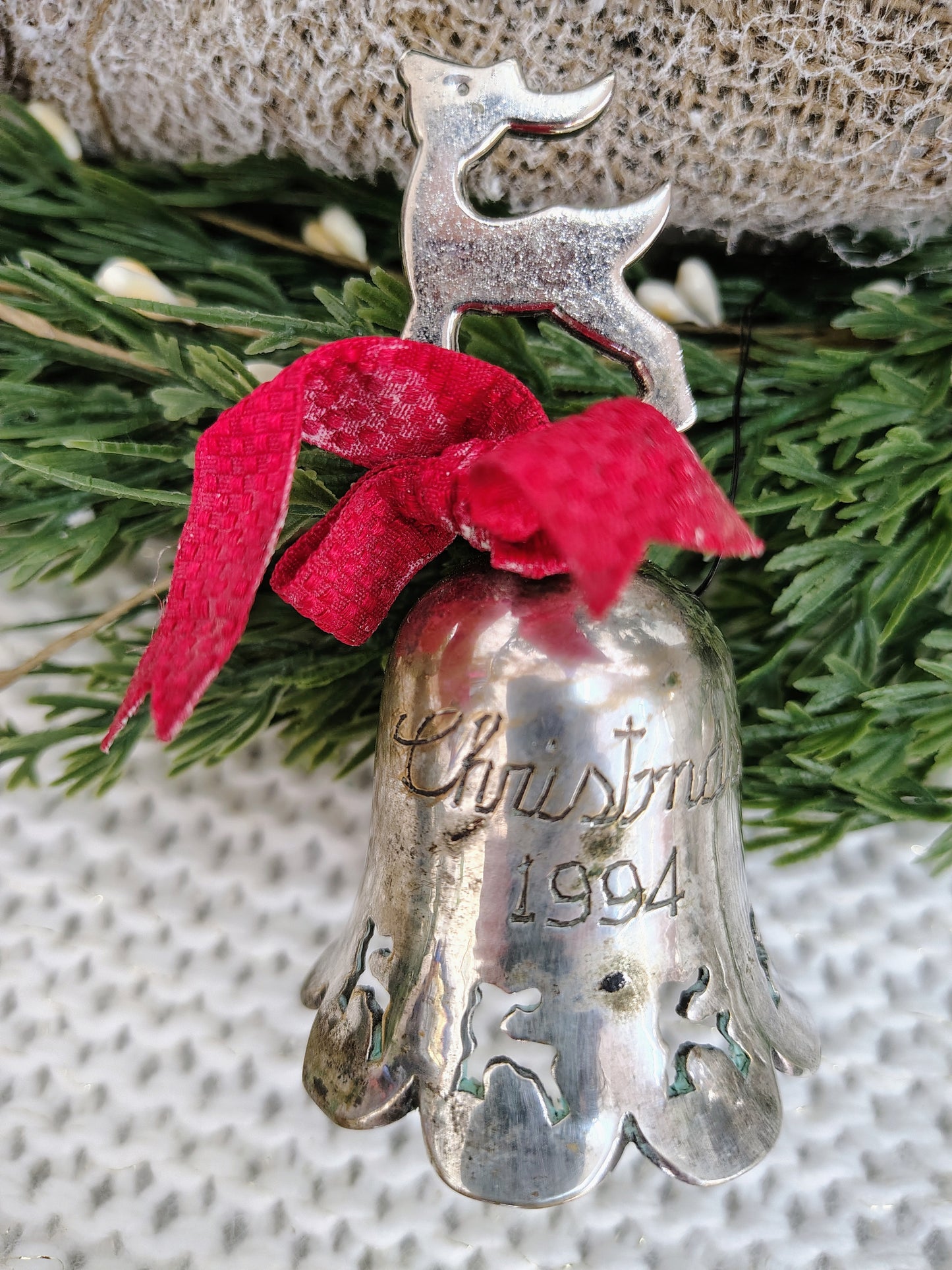 Silverplate Reindeer Bell Ornament – Christmas 1994