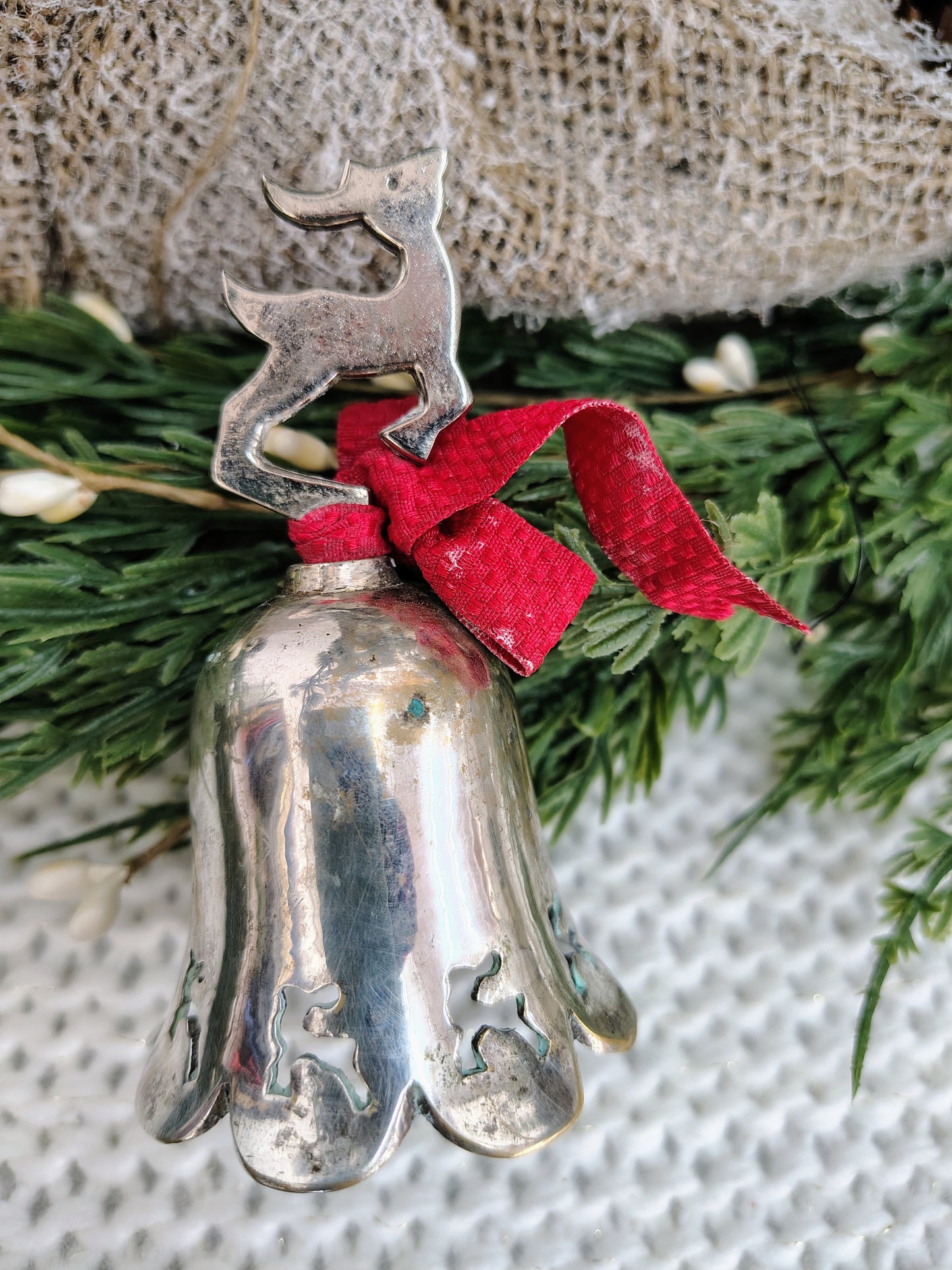 Silverplate Reindeer Bell Ornament – Christmas 1994
