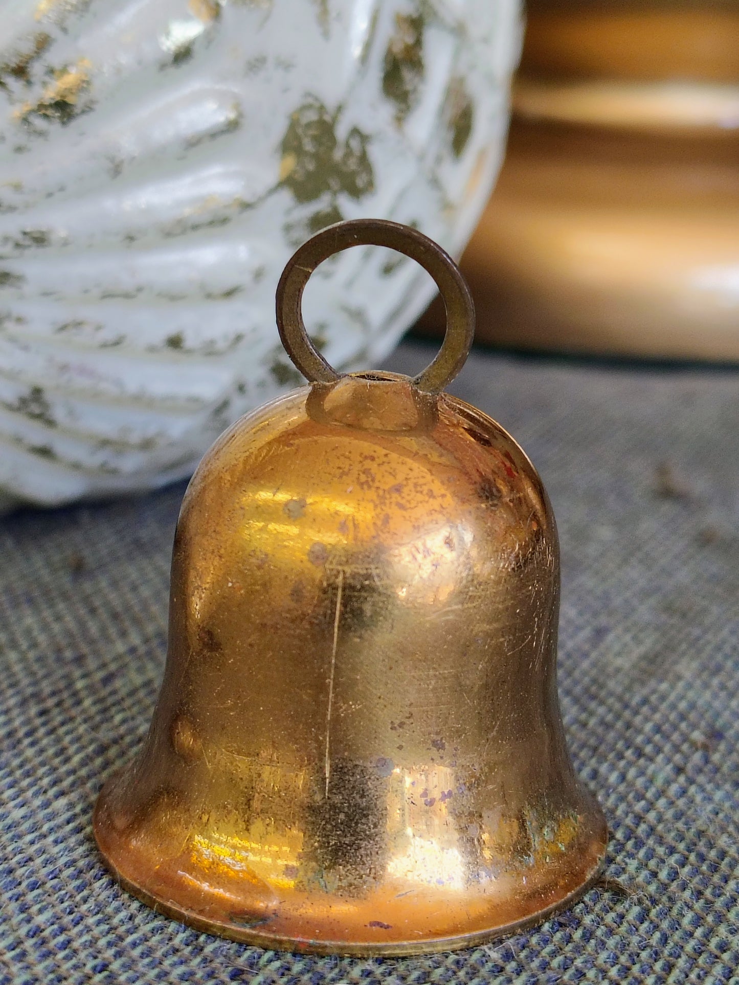 Tiny Copper Bell Christmas Ornament – Vintage Mini Holiday Accent