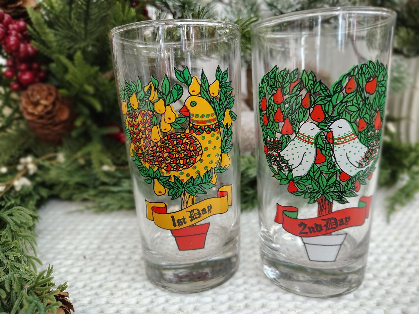 Indiana Glass “12 Days of Christmas” Highball Glass Set – Complete 12-Piece Vintage Holiday Collection
