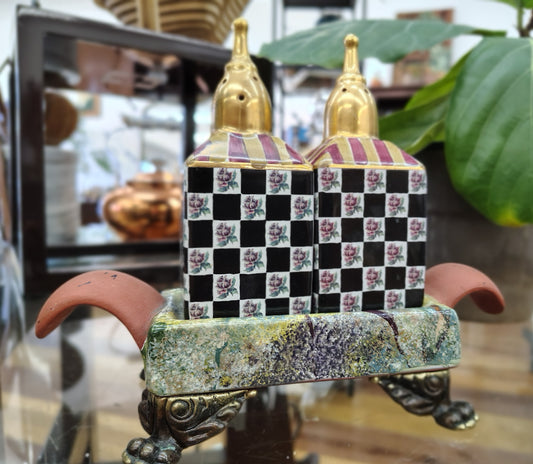 MacKenzie-Childs Courtly Check Salt & Pepper Shaker Set (2002)
