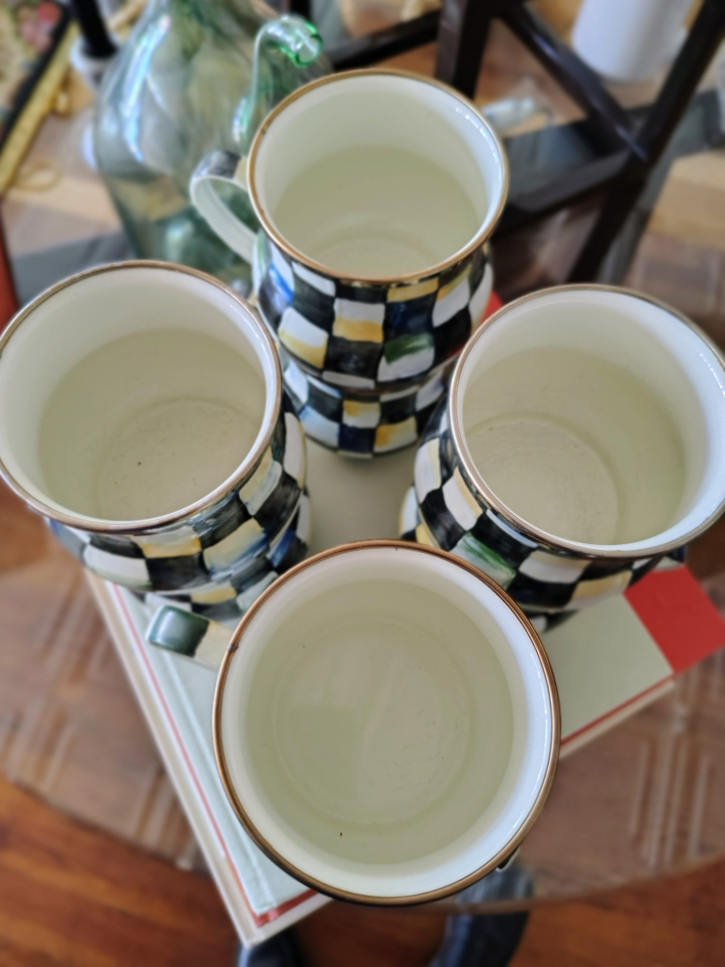 MacKenzie-Childs “Camp” Check Mugs, Set of 8 (1995)