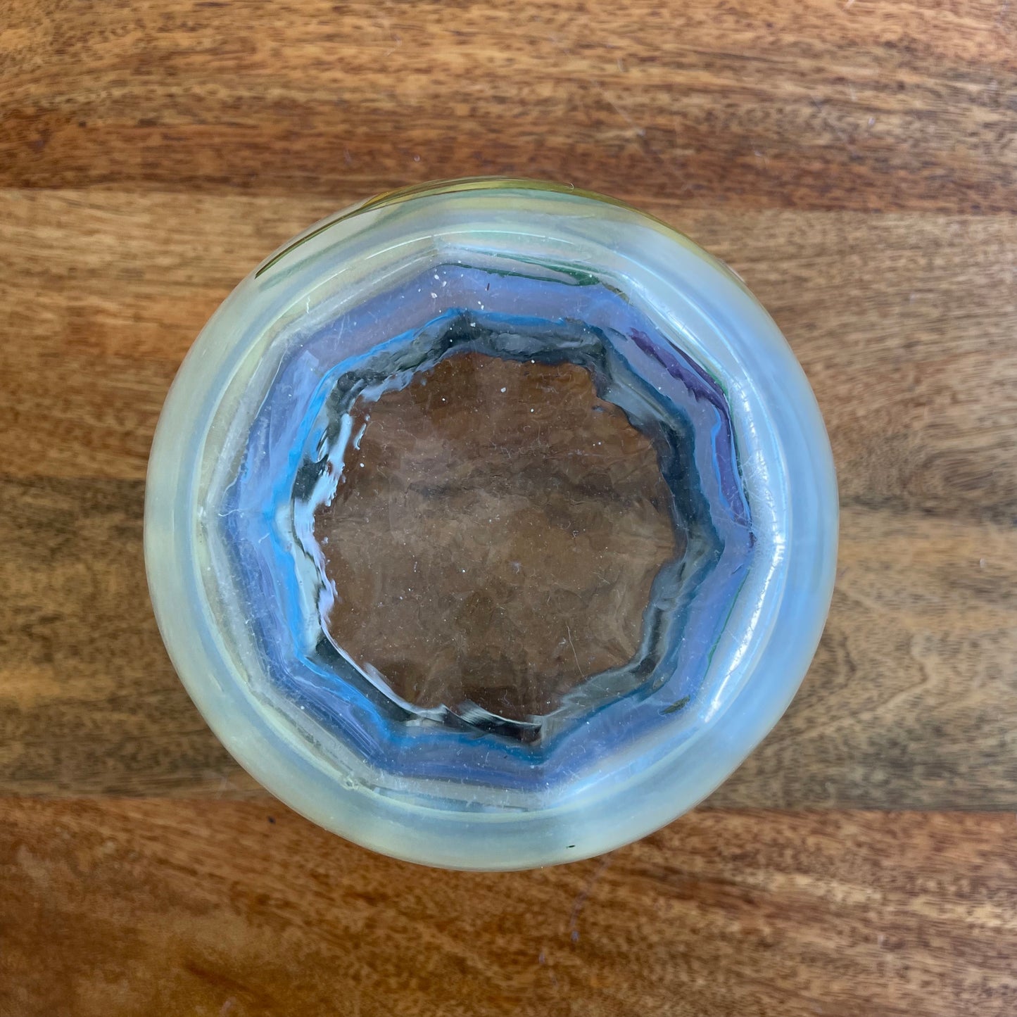 Hand-Painted Italian Glass Ice Bucket with Floral Detail – Rare Vintage Find