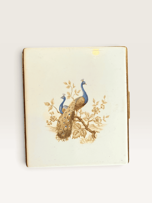 Vintage Colibri Peacock Cigarette Case & Lighter Set, Boxed, 1970s