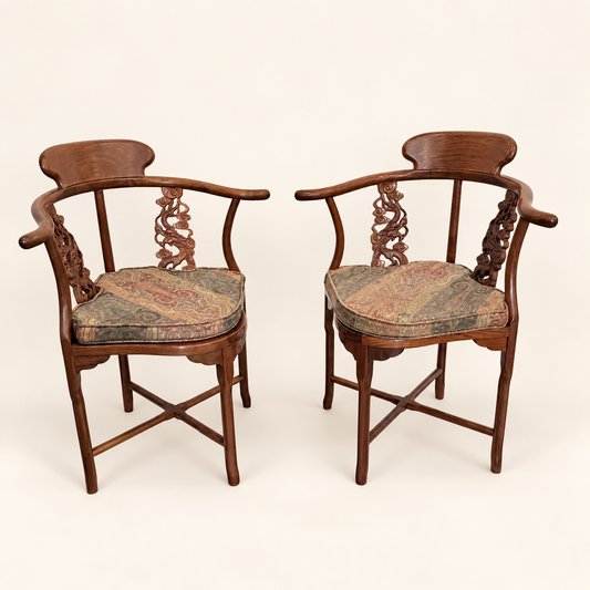 Chinese rosewood corner chair, front view