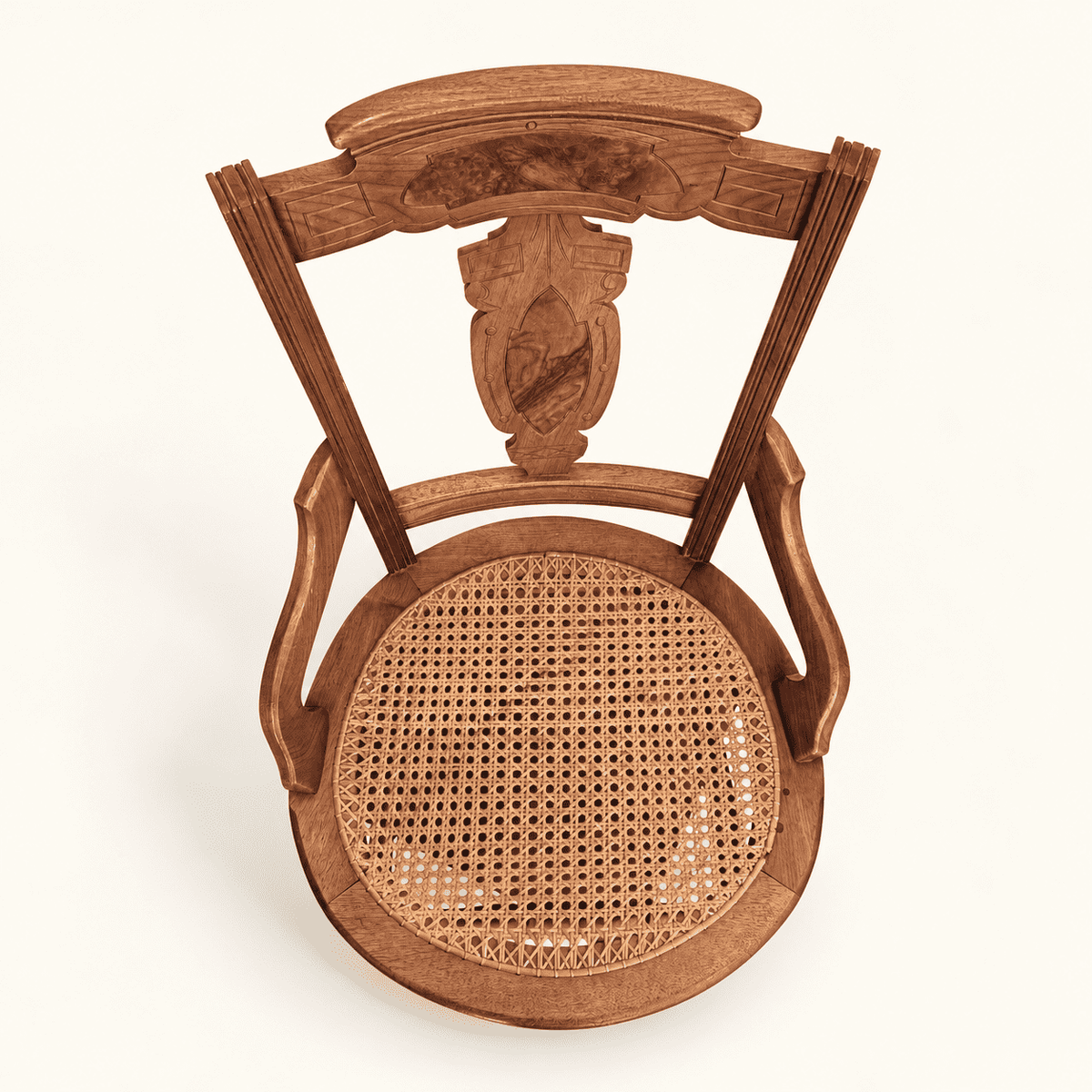Eastlake walnut caned armchair, side profile, photo 6 of 7