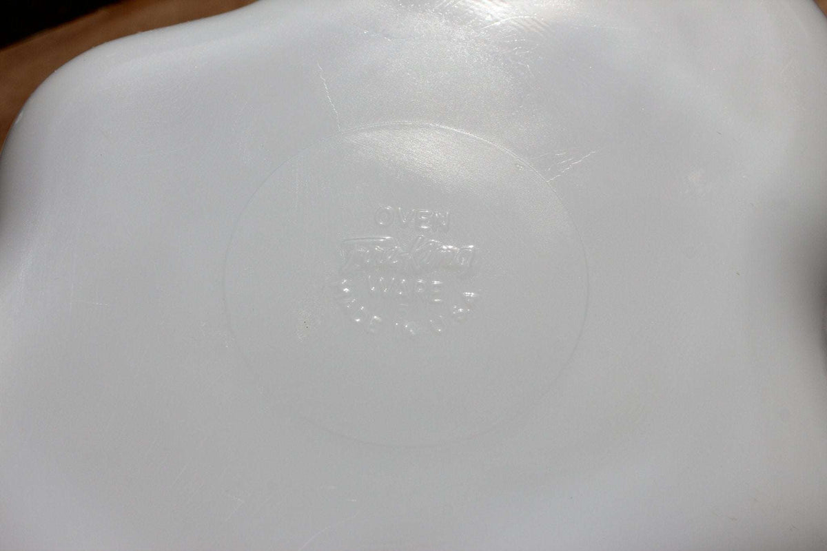 Fire-King Milk Glass Divided Serving Dish — Three Compartments, Gold Dot Trim, 11" x 7.5" - Loom Vintage