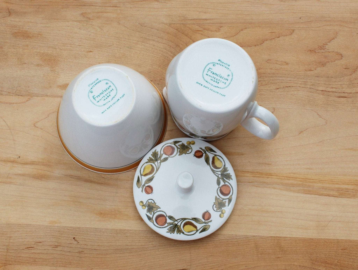 Franciscan Whitestone Ware "Pickwick" Cream & Sugar Set — Interpace, Japan, Oven Safe - Loom Vintage