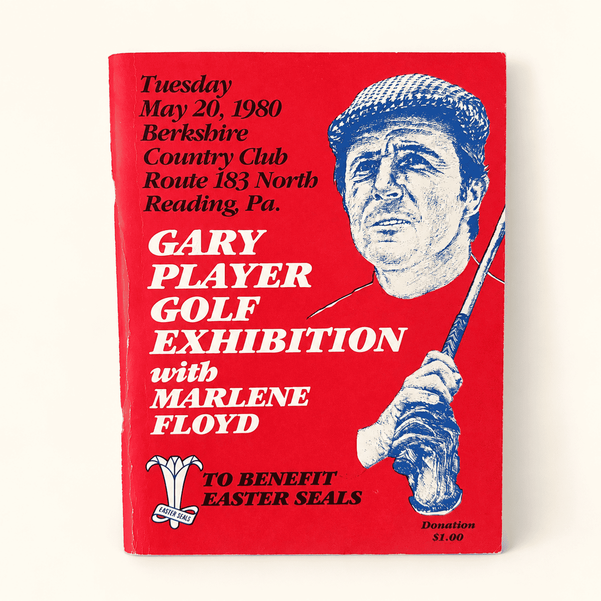 1980 Gary Player and Marlene Floyd golf exhibition program, red cover, photo 4 of 4