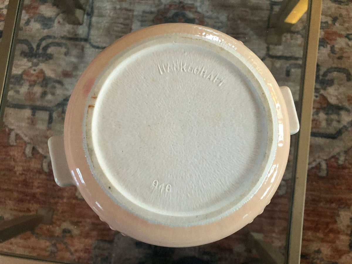 Hankscraft Ceramic Baby Food Warmer, Pink & White — 3 - Section with Cork, 1940s–50s - Loom Vintage