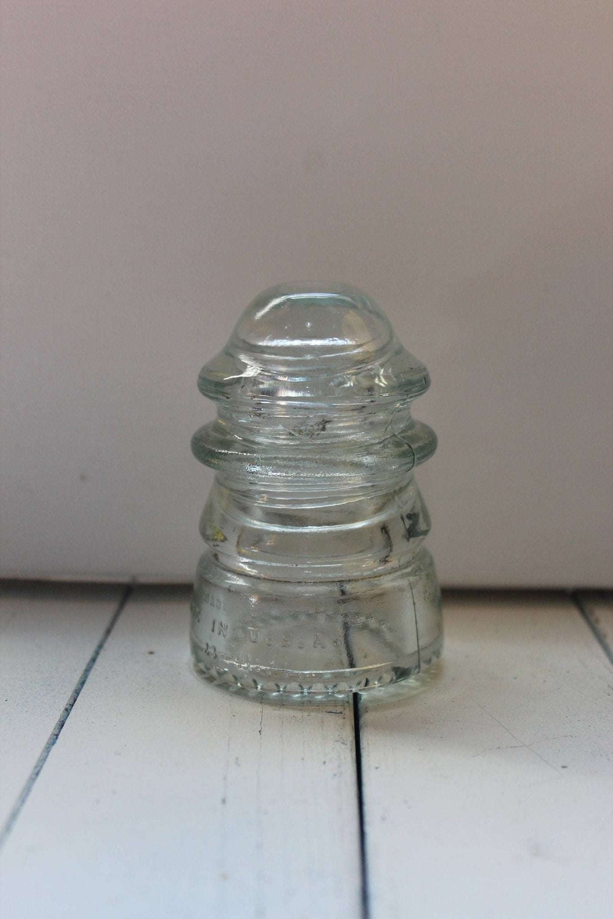Hemingray No. 42 & No. 12 Glass Insulators, Pair — Green & Clear, c. 1920s - Loom Vintage