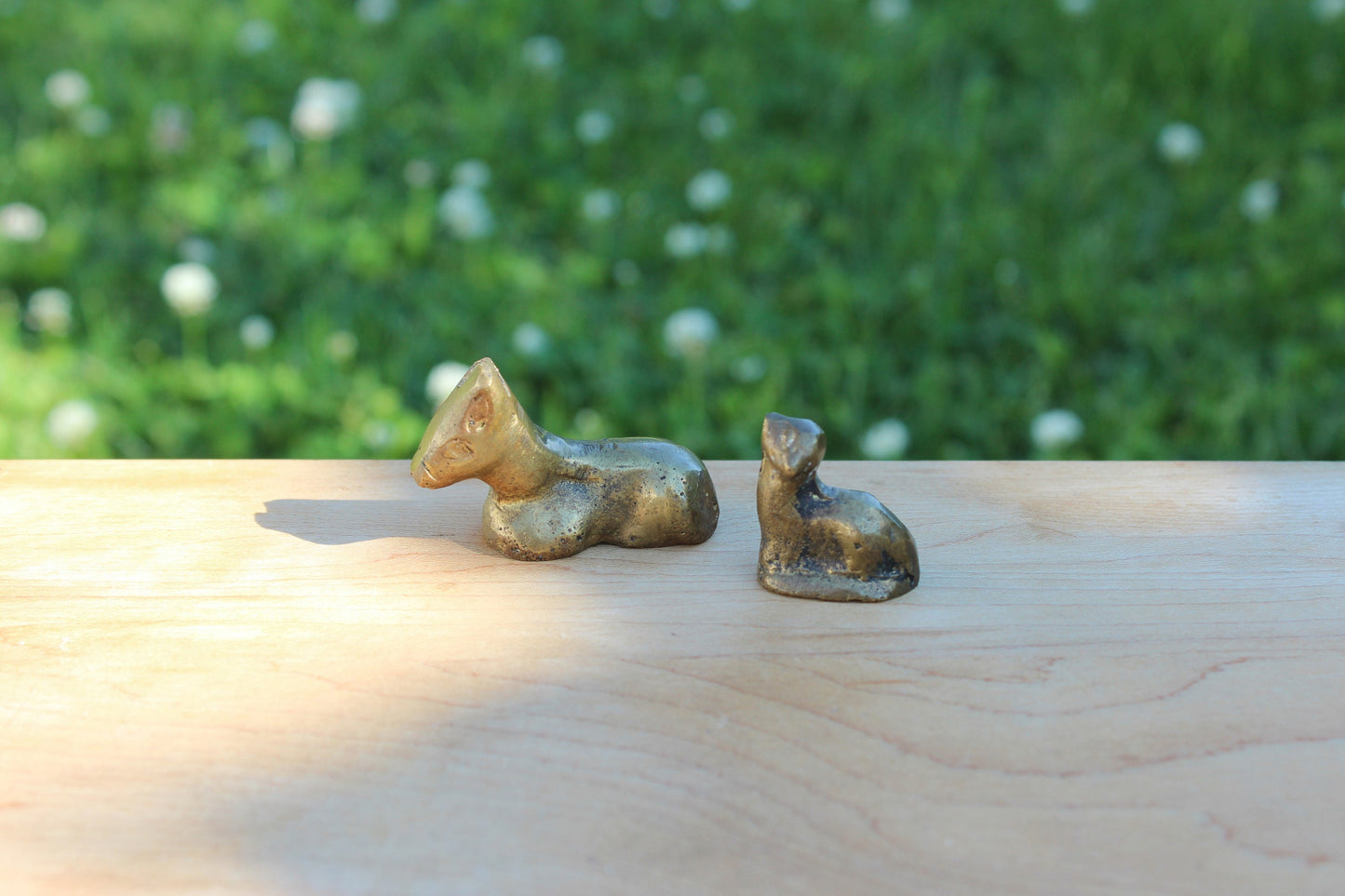 Two Small Brass Nativity Figurines β Donkey & Sheep