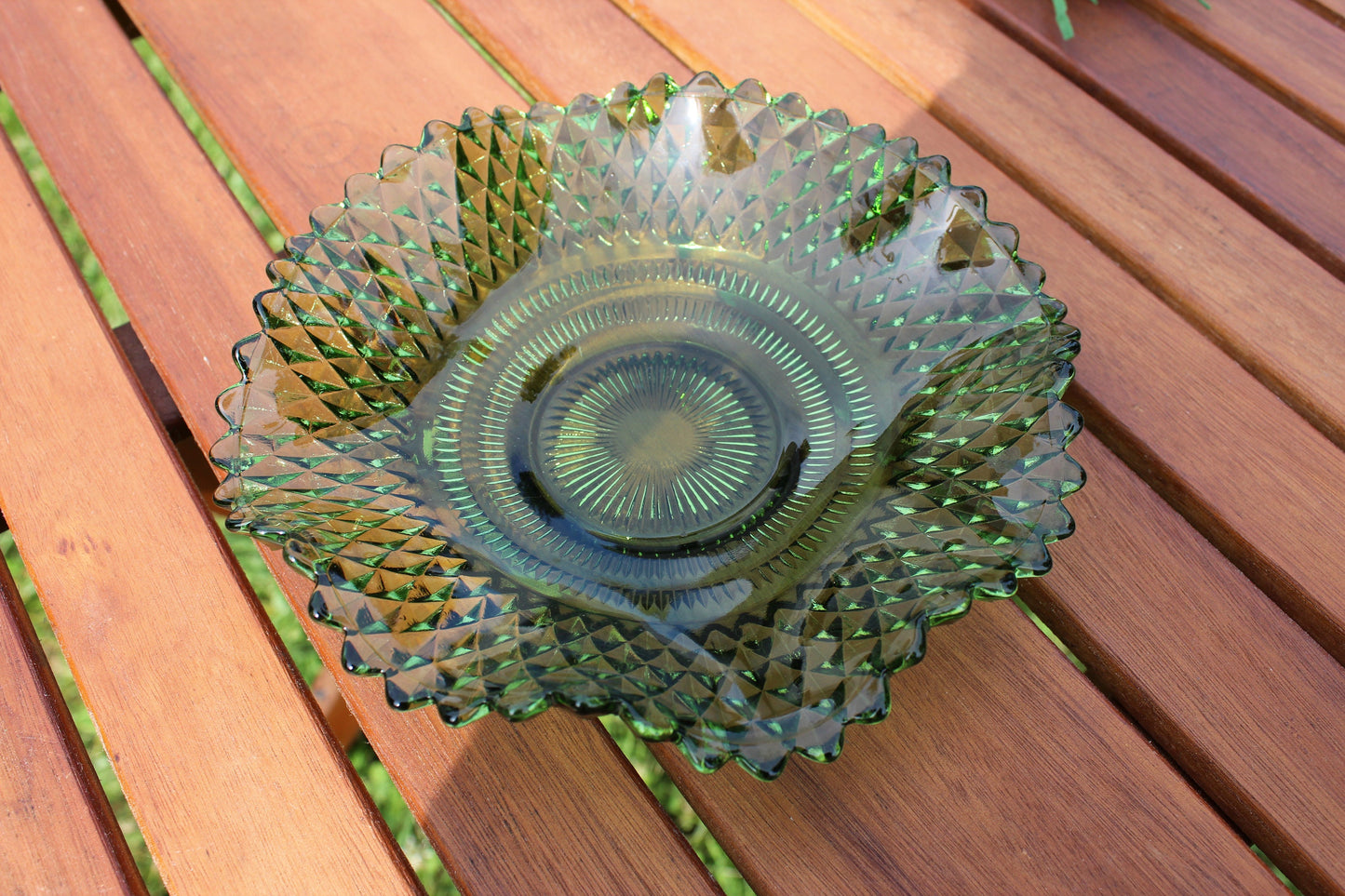 Avocado Green Diamond Pattern Lace Candy Dish/Plate
