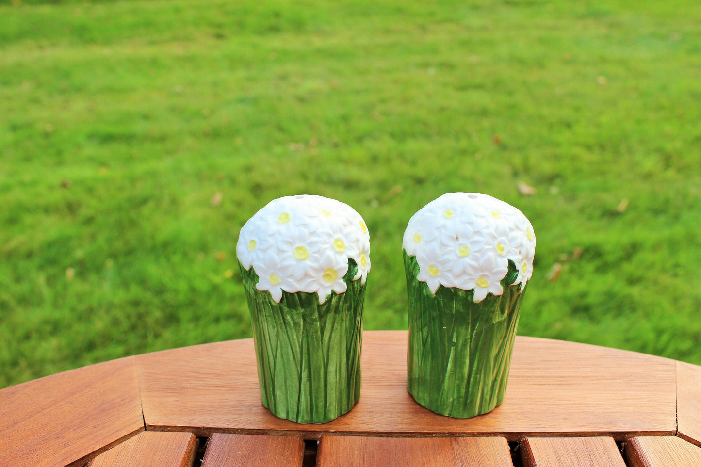 Vintage Ceramic Flower Salt And Pepper Shaker Set From The 1950's