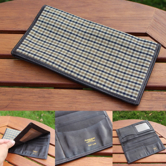 Genuine vintage Aquascutum wallet - fabric and baby lamb leather