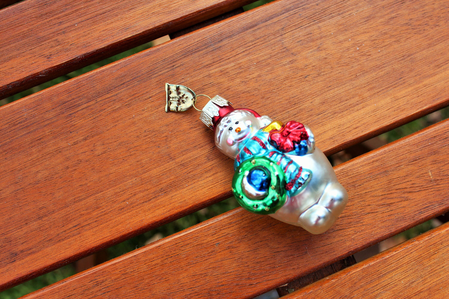 Vintage Mercury Glass Snowman Ornament β Hand-Painted
